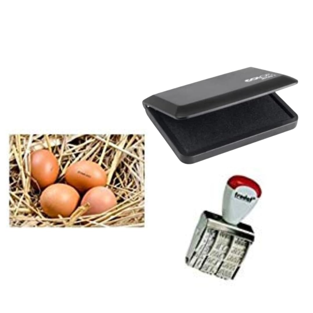 Egg Dater Kit - Includes 3Mm Rubber Date Stamp And Ink Pad Containing Egg Safe Ink - Black